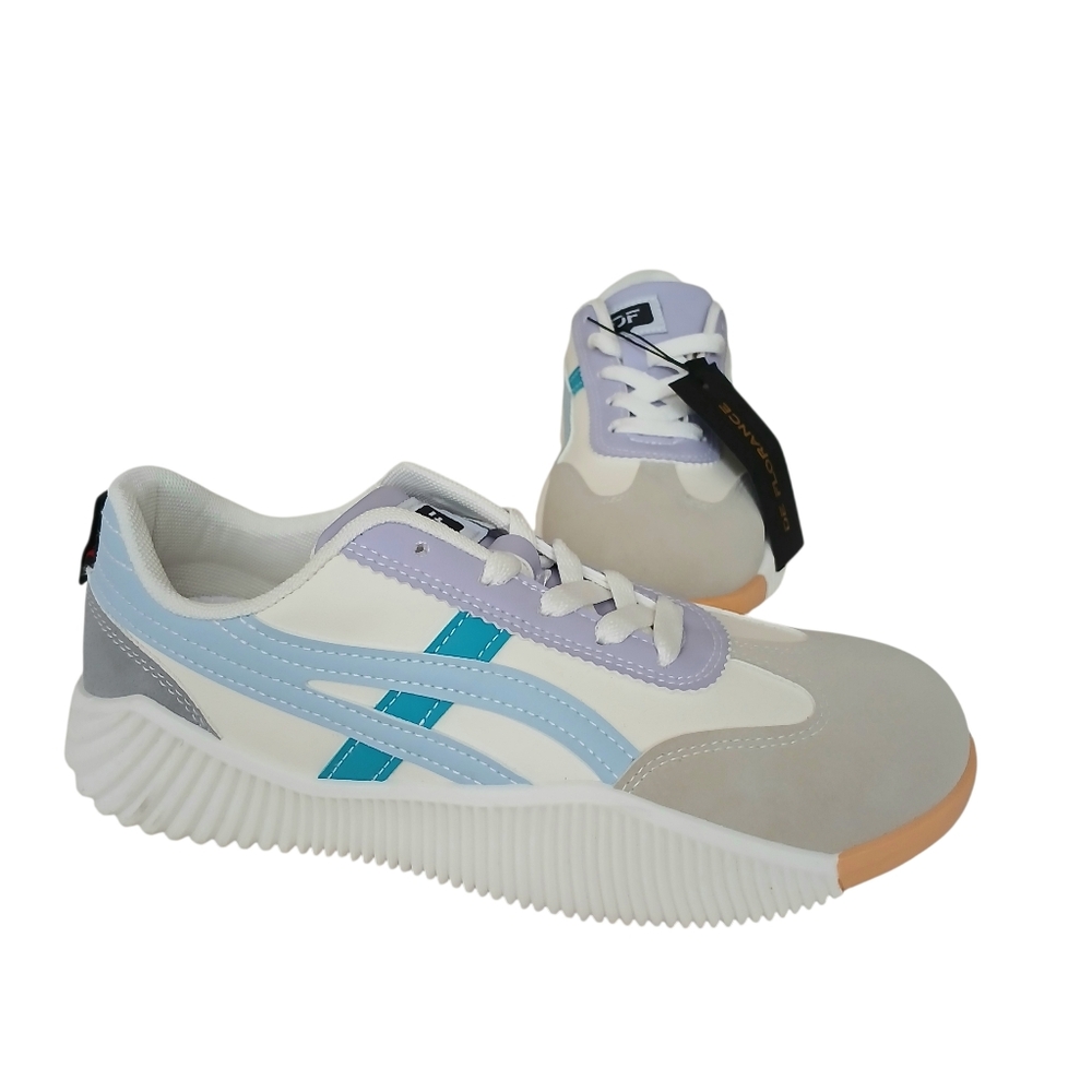 NEW DE FLORANCE Vintage Style Sneakers Women's 7 Suede Stripes Lace Up Retro